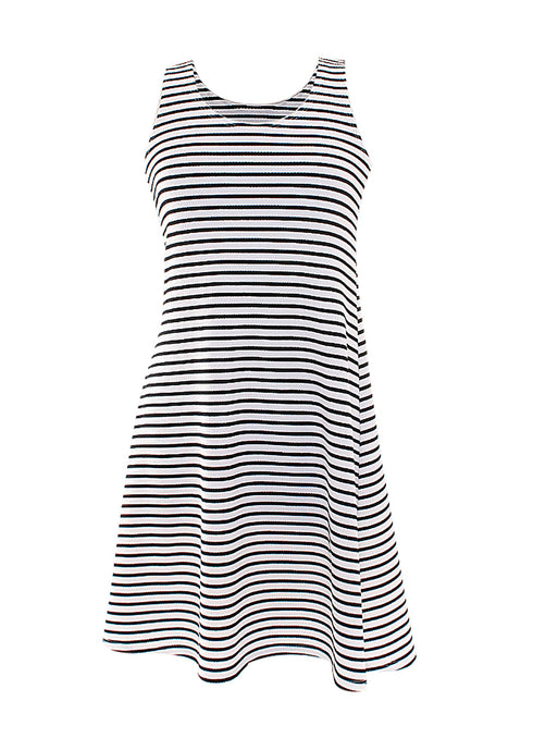 Robe évasée rayée sans manche